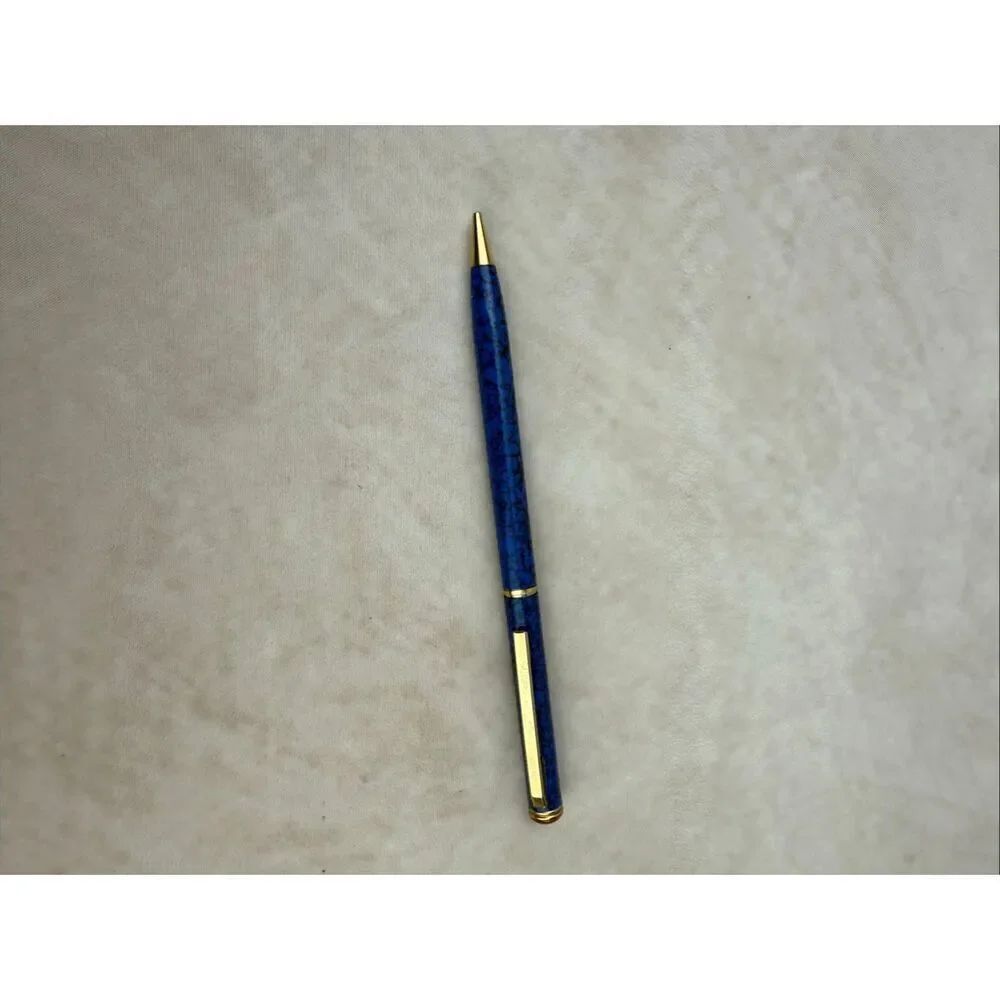 Vintage Metal Mechanical Pencil Blue and Gold Writes